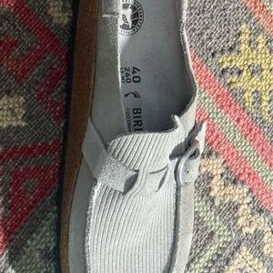Birkenstock Light Gray Suede Slip-Ons